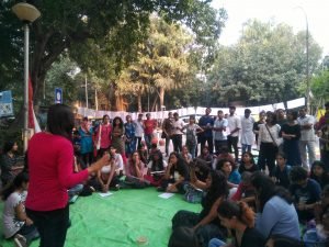 DU girls protest against curfew timings, demand hostels for all